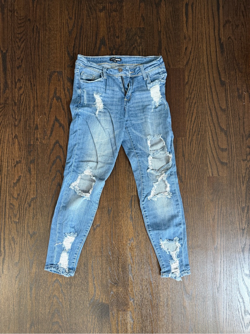 Fashion Nova Ripped Light Blue Skinny Jeans